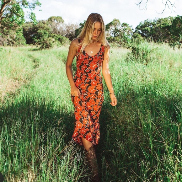 New acacia mid pacific penny dress maxi hibiscus P - Picture 3 of 16